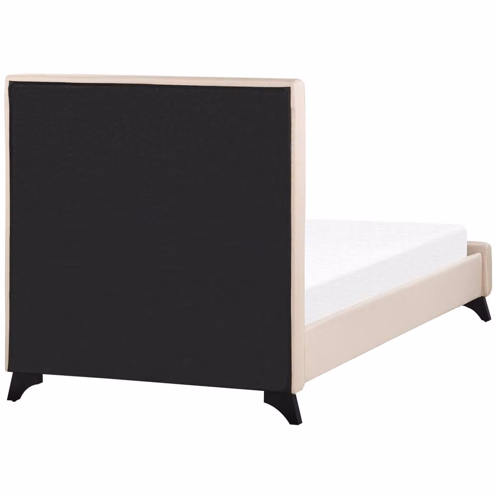 Wyld and Coco Scandi Single Bed in Beige Fabric with Rubberwood Legs – 2