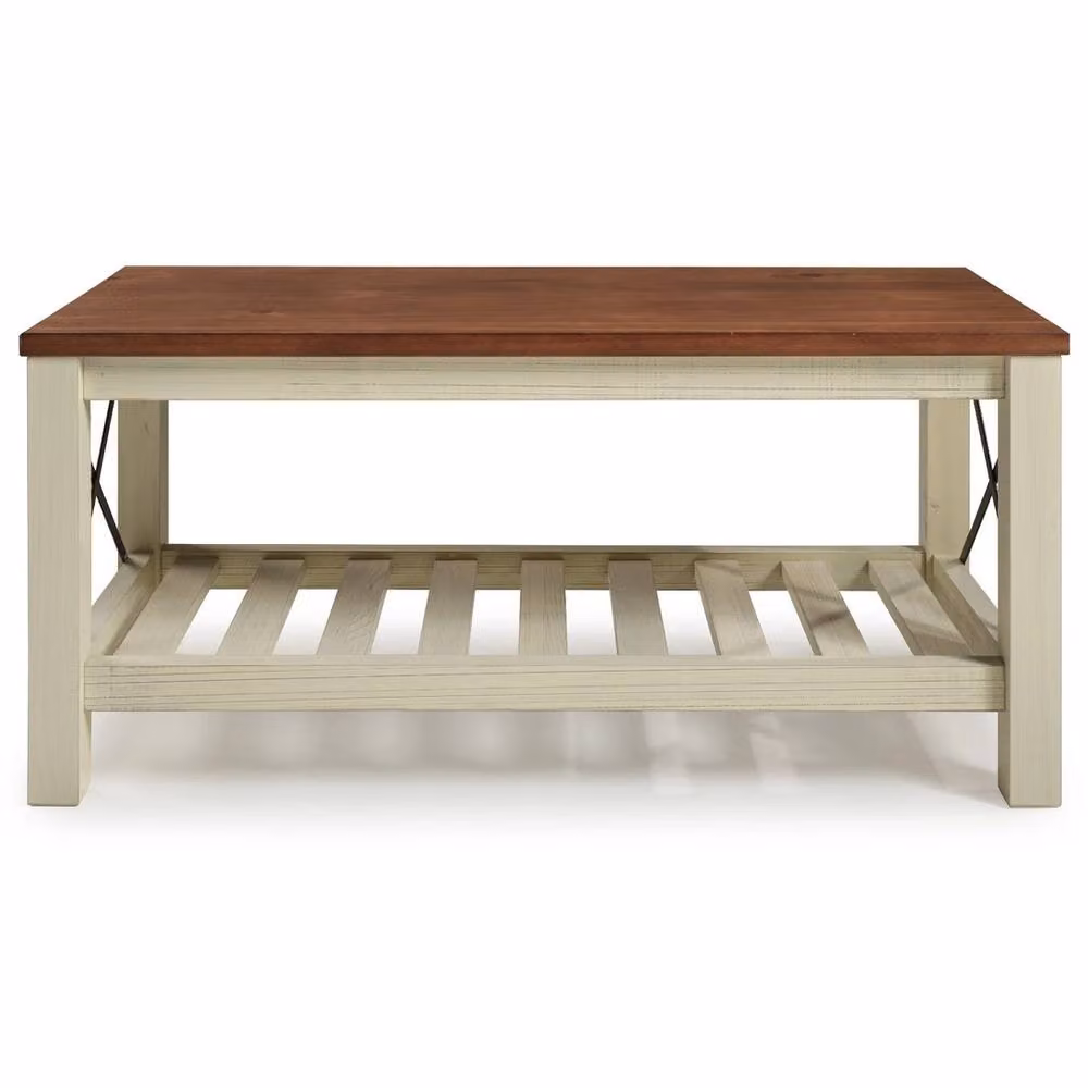 FORGEVIO White Painted Pine Cottage Style Slatted Shoe Rack and Storage Bench – 2