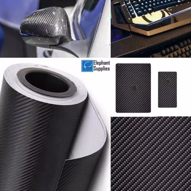 FLAVORA 3D Carbon Fiber Vinyl Wrap Film in Black, W/D/H: 60 cm x 200 cm x 0.12 cm – 1