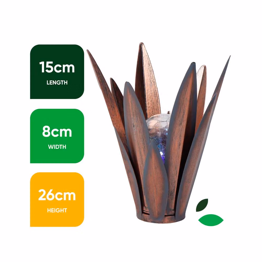 Gardenwize Solar Agave Stake Light, Colour Changing RGB LED Garden Light in Brown with Ground Spike – 2