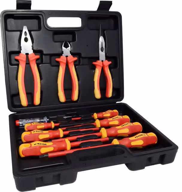 Hilka 11-Piece VDE Screwdriver and Pliers Manual Tool Set in Red and Yellow – 3