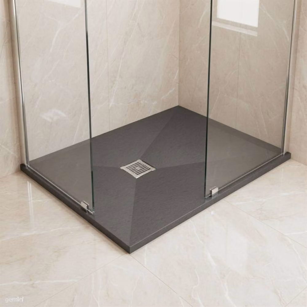 Balterley Slimline Rectangular Mineral Cast Shower Tray, Slate Grey, W: 120 cm, D: 90 cm, H: 3.2 cm – 3