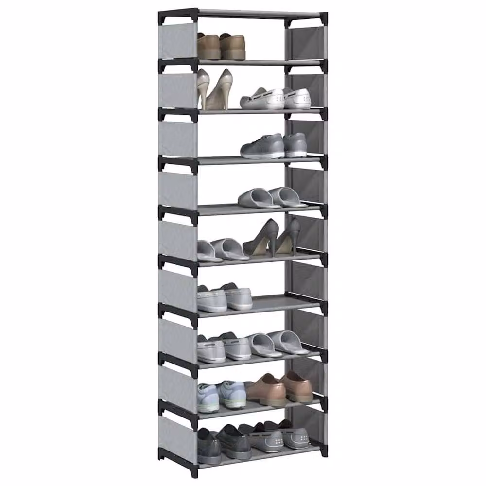 Berkfield Home 10-Tier Shoe Rack in Grey, W/D/H: 54 x 28 x 158 cm – 2