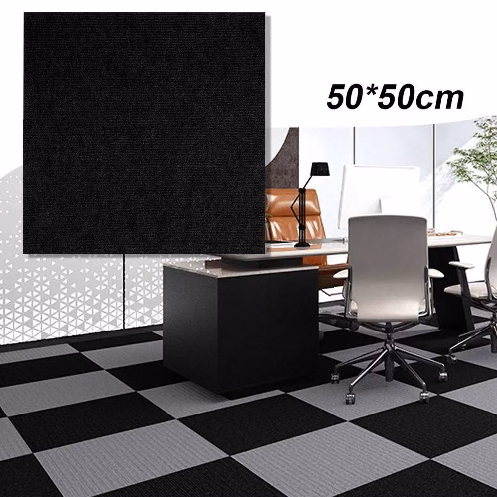 NESTLUNE 80-Piece Non-Slip Polyester Carpet Tiles in Black, W/D: 50 x 50 cm – 3