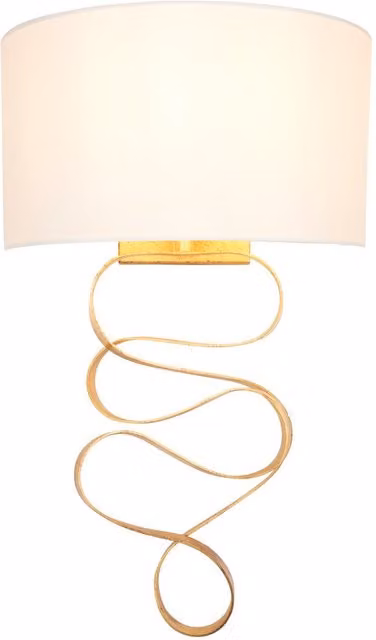 Merano Modern Cylinder Wall Lamp in Gold/Brass and White Fabric