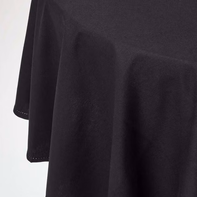 Homescapes Plain Black Cotton Round Tablecloth