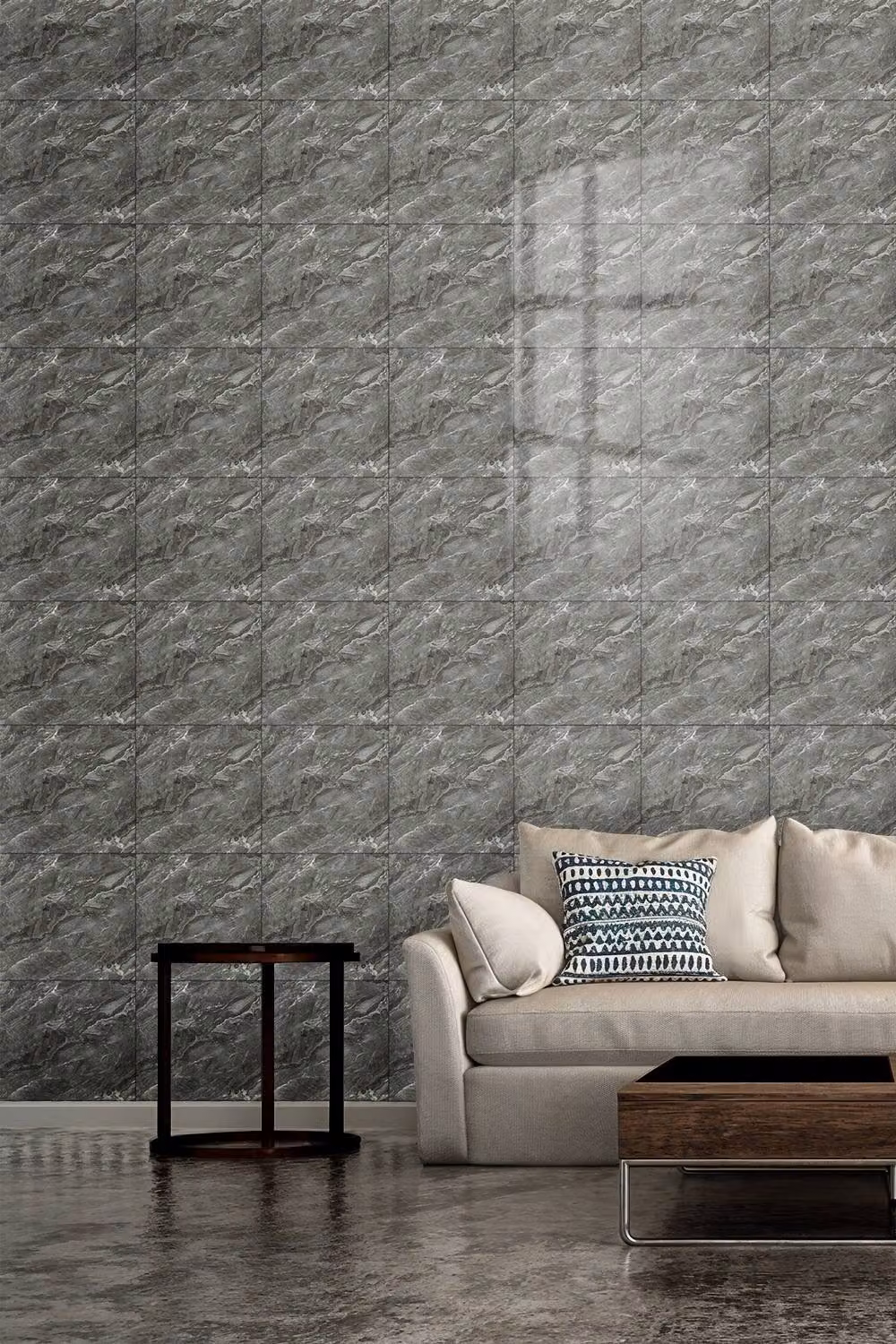 Living and Home 10pcs Grey Abstract Marble Self-Adhesive PVC Wallpapers, W/H: 40 x 40 cm – 2