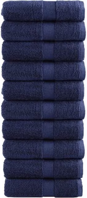 Berkfield Home SOLUND Premium Cotton Terry Guest Towels, 10 Pack, Navy Blue, W: 30 cm x H: 50 cm, 600gsm