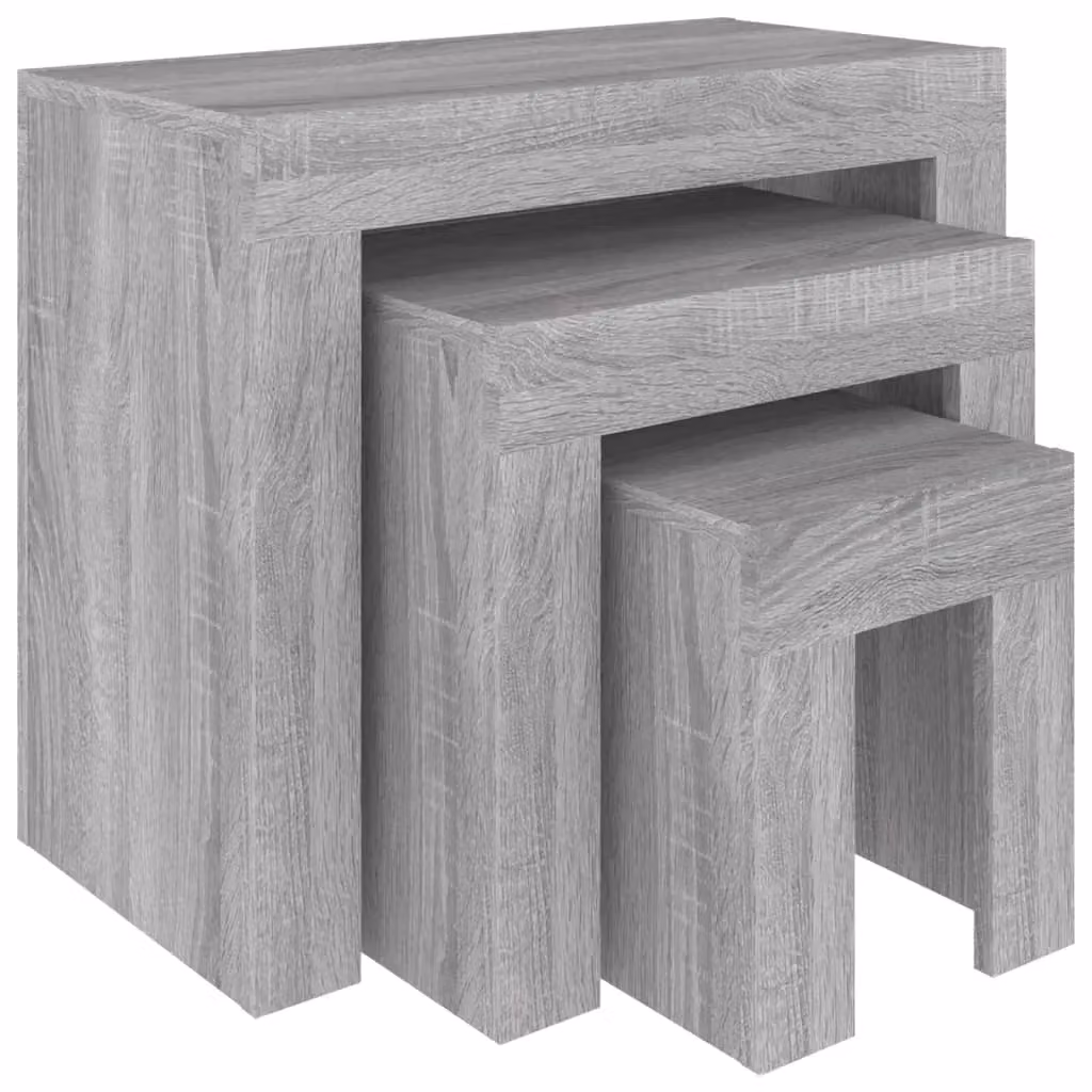 Berkfield Home Nesting Coffee Table Set of 3 in Grey Sonoma Engineered Wood – 2