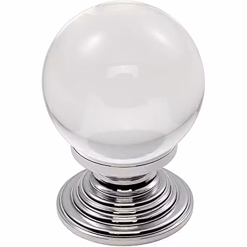 Loops Crystal Ball Cupboard Door Knob in Clear Translucent and Chrome