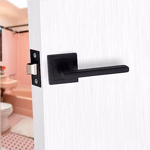 Golden Grace Leon Straight Door Handle Latch Pack in Matt Black – 3