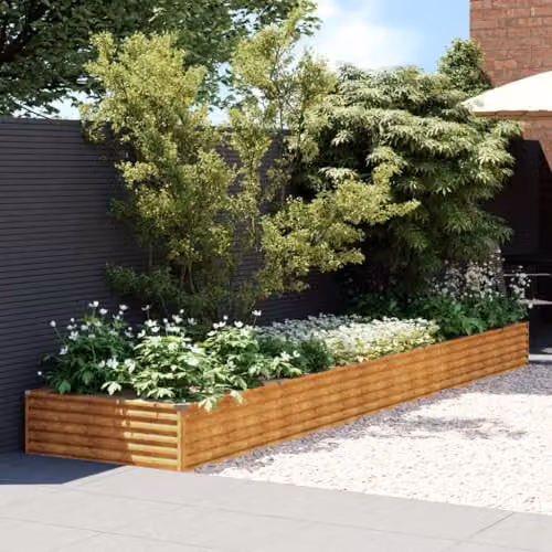 vidaXL Brown Corten Steel Raised Bed W: 482 cm, D: 100 cm, H: 36 cm – 2
