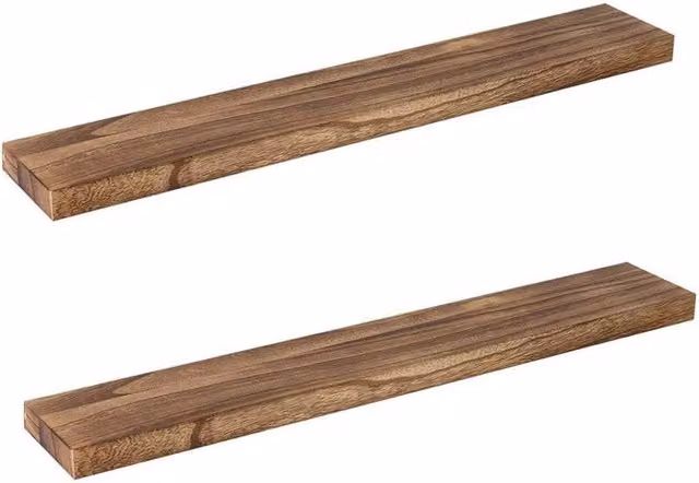 KORVIXA Wall Mounted Wooden Floating Shelves in Sand and Brown, W/D/H: 100 x 100 x 2 cm – 1
