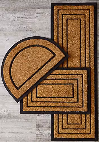 Mud Stopper Natural Coir Outdoor Door Mat with Non-Slip Rubber Backing, Brown, W/D: 60 x 40 cm – 5