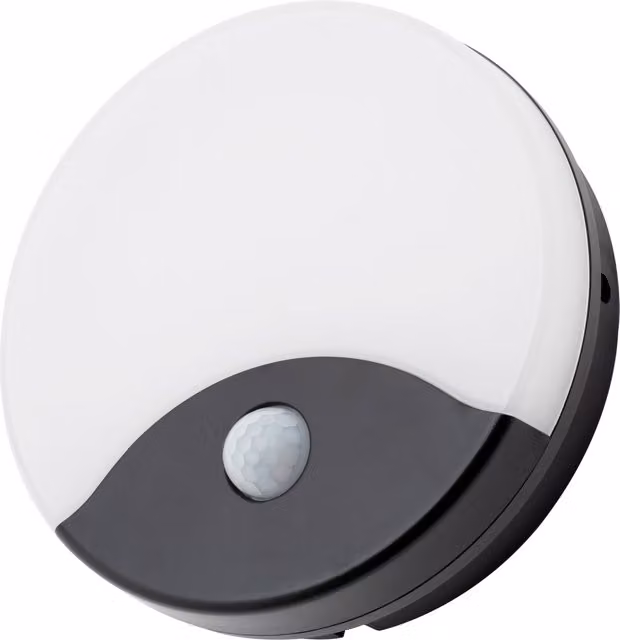 Litecraft Alford Outdoor LED Round Bulkhead Wall Light with PIR Motion Sensor, Black