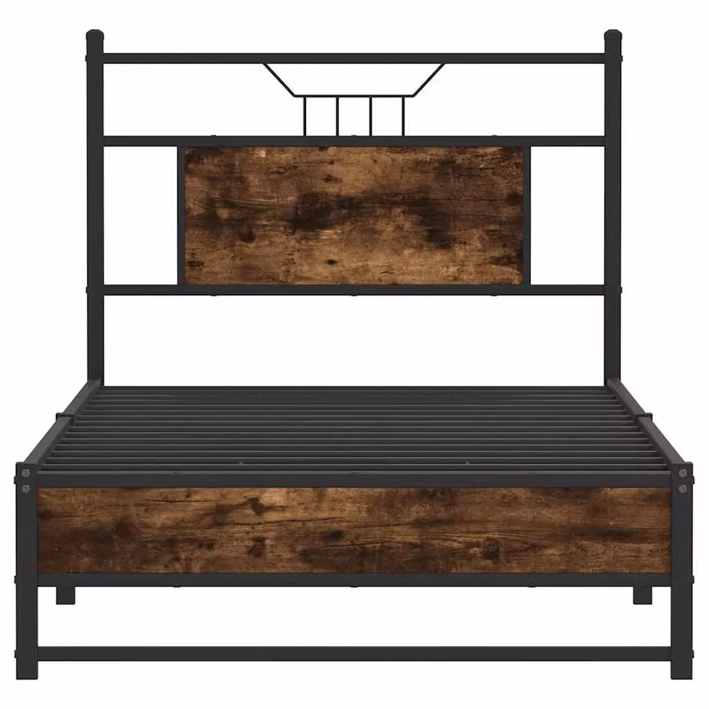 Berkfield Home Single Bed Frame in Smoked Oak and Brown Engineered Wood, W/D/H: 90 x 190 cm – 3