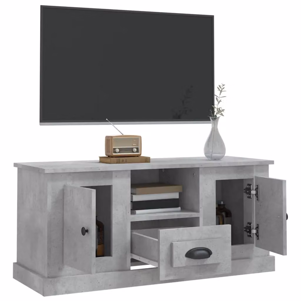 Berkfield Home TV Cabinet in Concrete Grey, W/D/H: 100 x 35.5 x 45 cm – 3