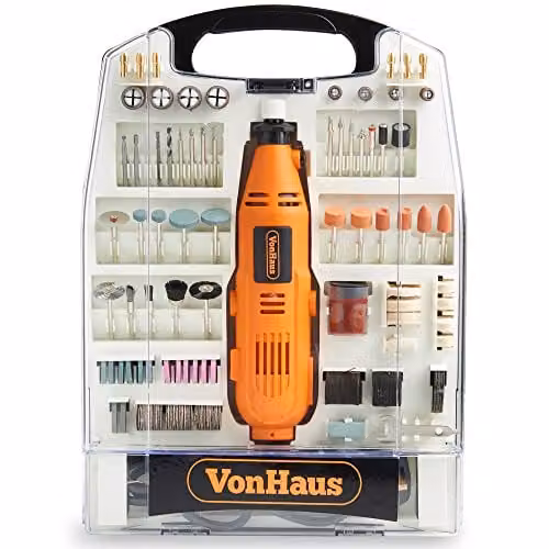 VonHaus 135W Corded Rotary Multitool with 235pc Accessory Kit in Orange and Multicolour