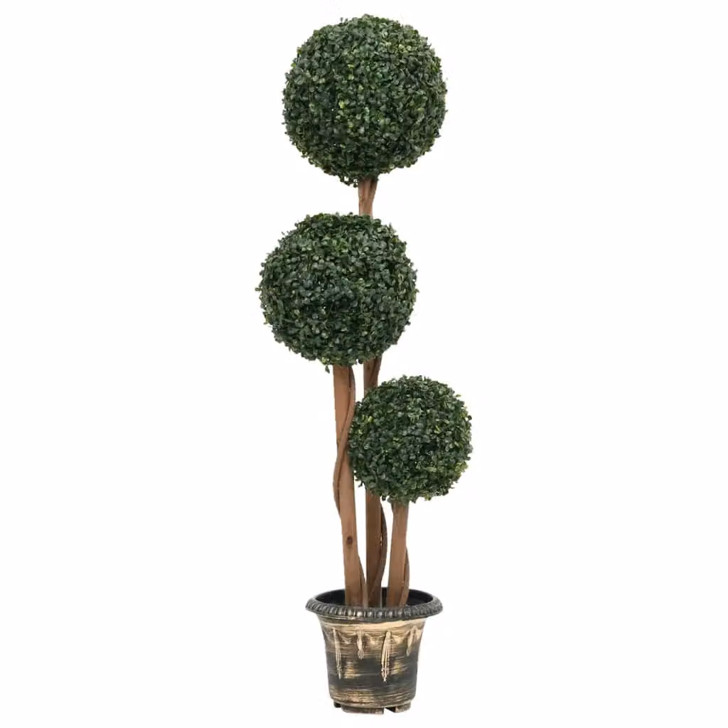 Berkfield Home Artificial Green Ball Shaped Boxwood Plant in a Pot, Height: 119 cm – 2