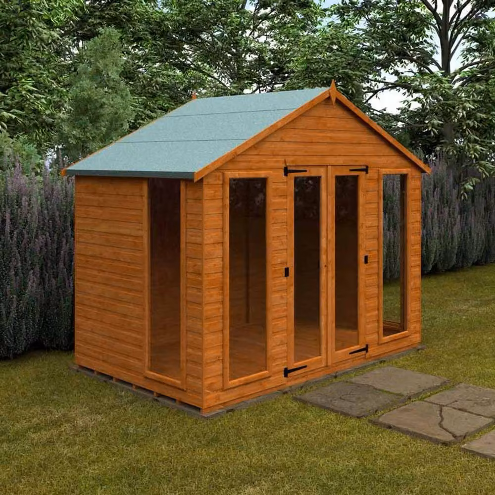 Buttercup Farm Contemporary Summerhouse 12mm Wood Shed in Burnt Orange, L295 x W175 x H257.7 cm – 2