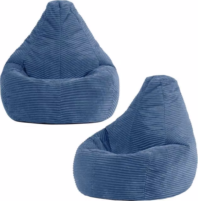ICON Dalton Childrens Bean Bag Chair Set of 2 in Blue Cord