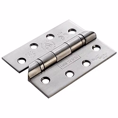 Loops Pair of Stainless Steel 13 Ball Bearing Butt Hinges in Silver, H 102 mm x W 76 mm x D 3 mm