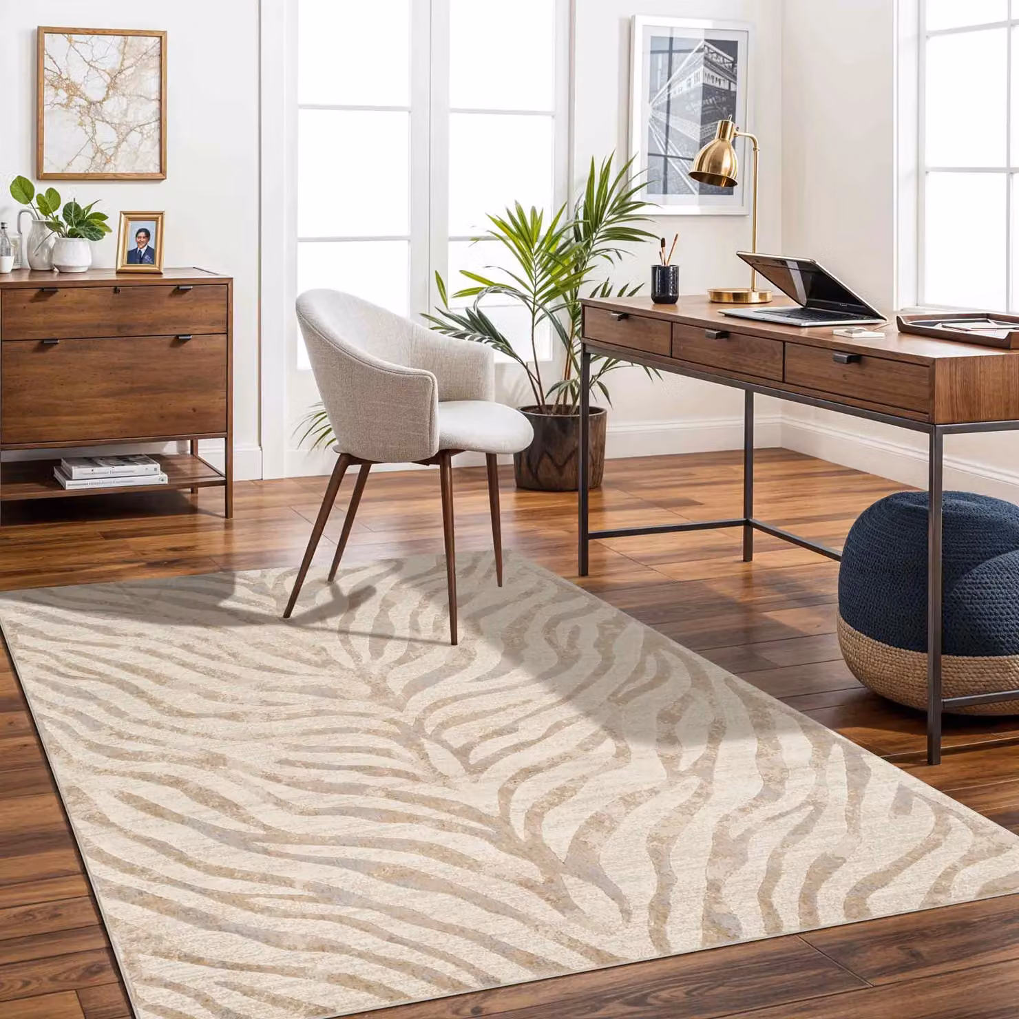 Livabliss City Boho Zebra Animal Print Rug in Grey, Beige and Yellow, W: 140 cm, D: 200 cm – 5