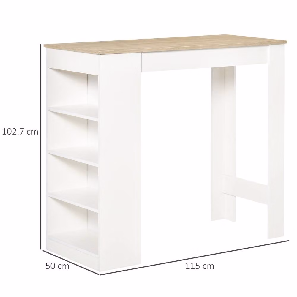 STILVORA Modern Rectangular Dining Table with 4-Tier Storage Shelves in Beige – 2