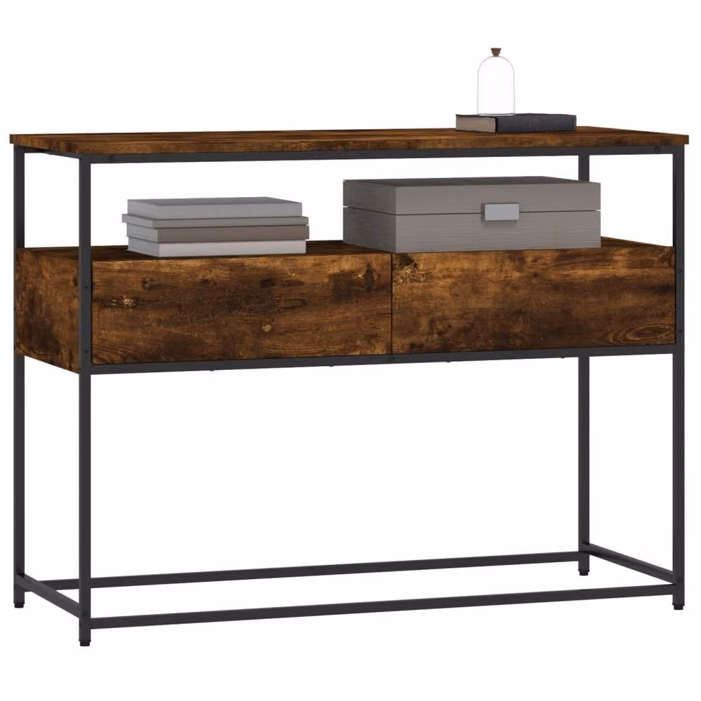 Berkfield Home Smoked Oak Console Table in Brown, W/D/H: 100 x 40 x 75 cm – 3