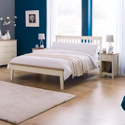 Julian Bowen Salerno Bed in Oak and White, W/D/H: 180 x 100 x 165 cm