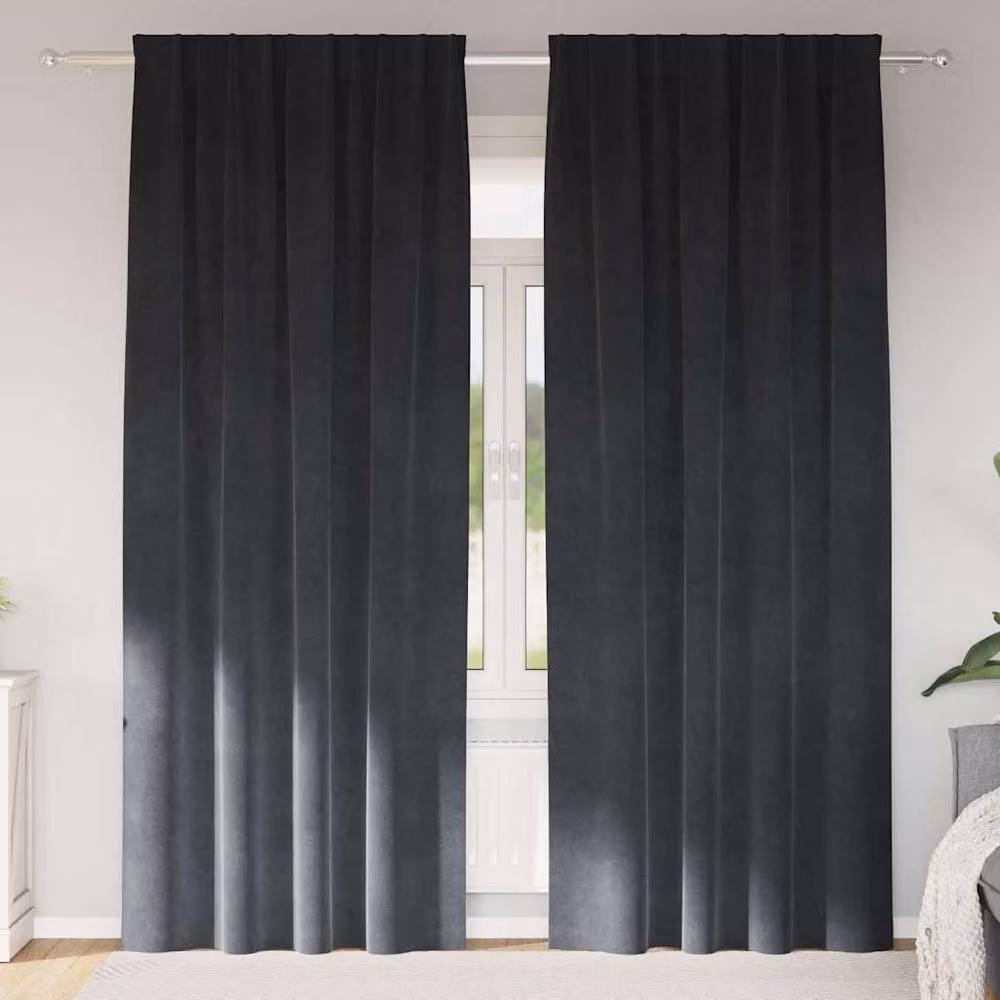 Berkfield Home Blackout Velvet Curtains, 2 Pack, Grey, W: 140 cm, H: 225 cm – 2