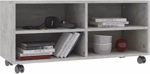 Berkfield Home TV Cabinet in Concrete Grey with Castors, W/D/H: 90 x 35 x 35 cm – 1
