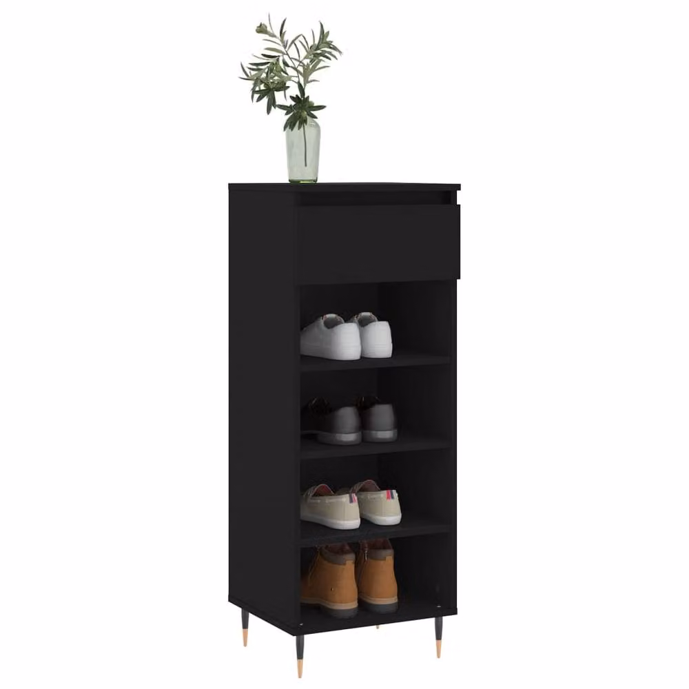 Berkfield Home Modern Black Shoe Cabinet with Internal Shelves and Drawers, W/D/H: 40 x 36 x 105 cm – 3
