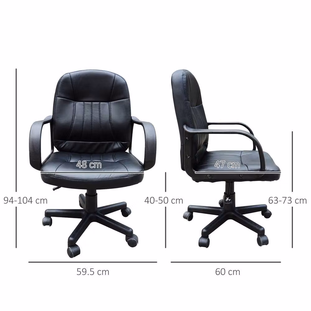 STILVORA Black Synthetic Leather Swivel Executive Office Chair with Armrests and Castors, W/D/H: 59.5 x 60 x 150 cm – 3