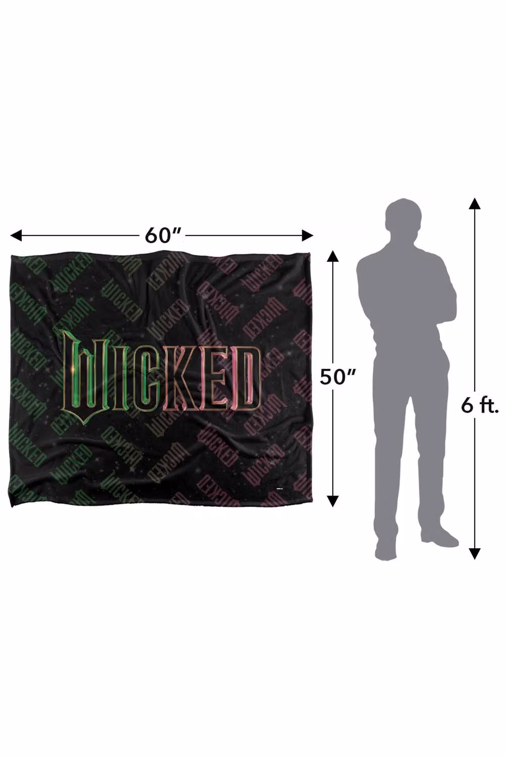 NBCU Wicked Movie Logo Pattern Super Soft Throw Blanket, Multicolour, W: 152 cm, D: 127 cm – 3