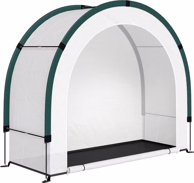 Outsunny Foldable Small Green House with Zipper Door and PE Base, Green, W/D/H: 200 x 80 x 164 cm – 1