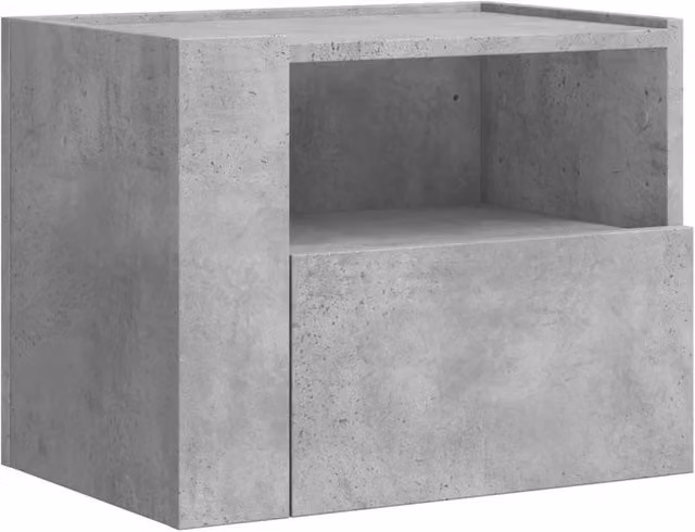 Berkfield Home Wall-mounted Bedside Cabinet in Concrete Grey, W: 45 cm, D: 30 cm, H: 35 cm