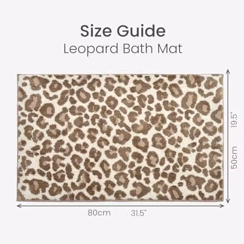 Allure Bath Fashions Leopard Bath Mat, Non-Slip and Quick-Drying, Beige, W: 50 cm, D: 80 cm – 6
