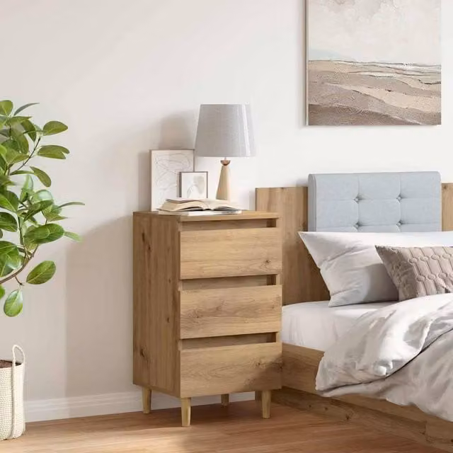 Berkfield Home Classic Bedside Cabinet in Artisan Oak Brown, W/D/H: 40 x 35 x 69 cm – 1