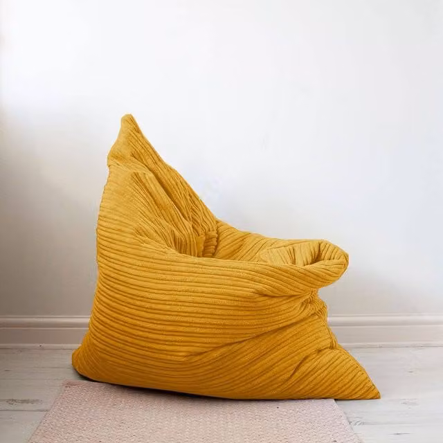 rucomfy Jumbo Cord Bean Bag Floor Cushion in Yellow