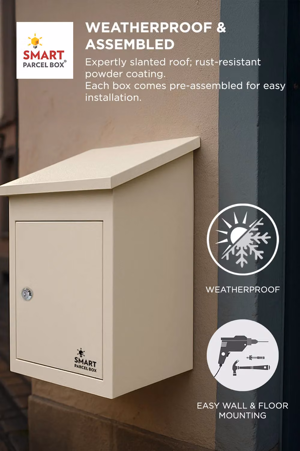 Homescapes Smart Parcel Box Medium Front Access Secure Delivery Box in Natural – 3