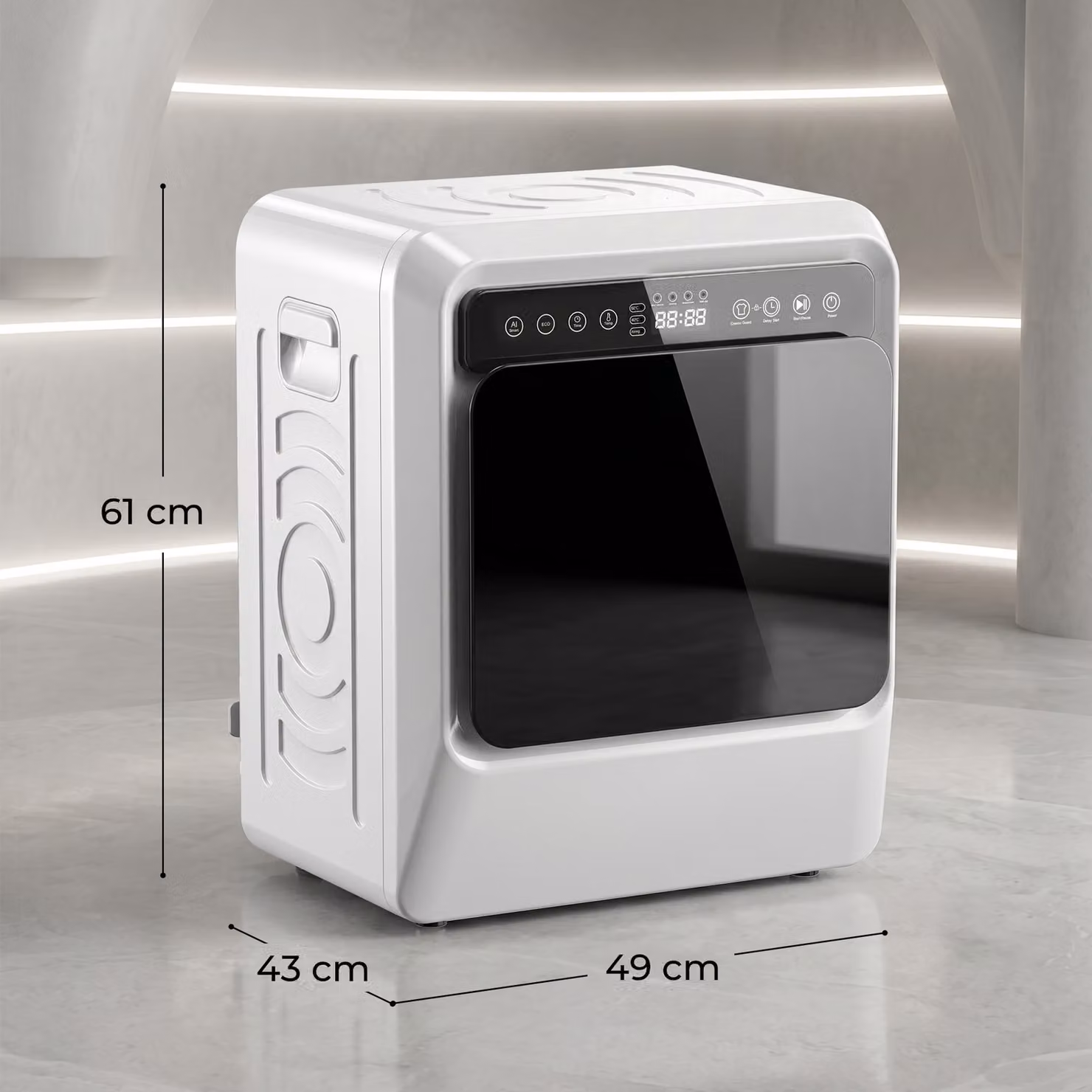 HOMCOM 5kg Vented Tumble Dryer, 1000W Compact Freestanding Front Loader Clothes Drying Machine, White, W/D/H: 61.0 x 54.0 x 49.0 cm – 3