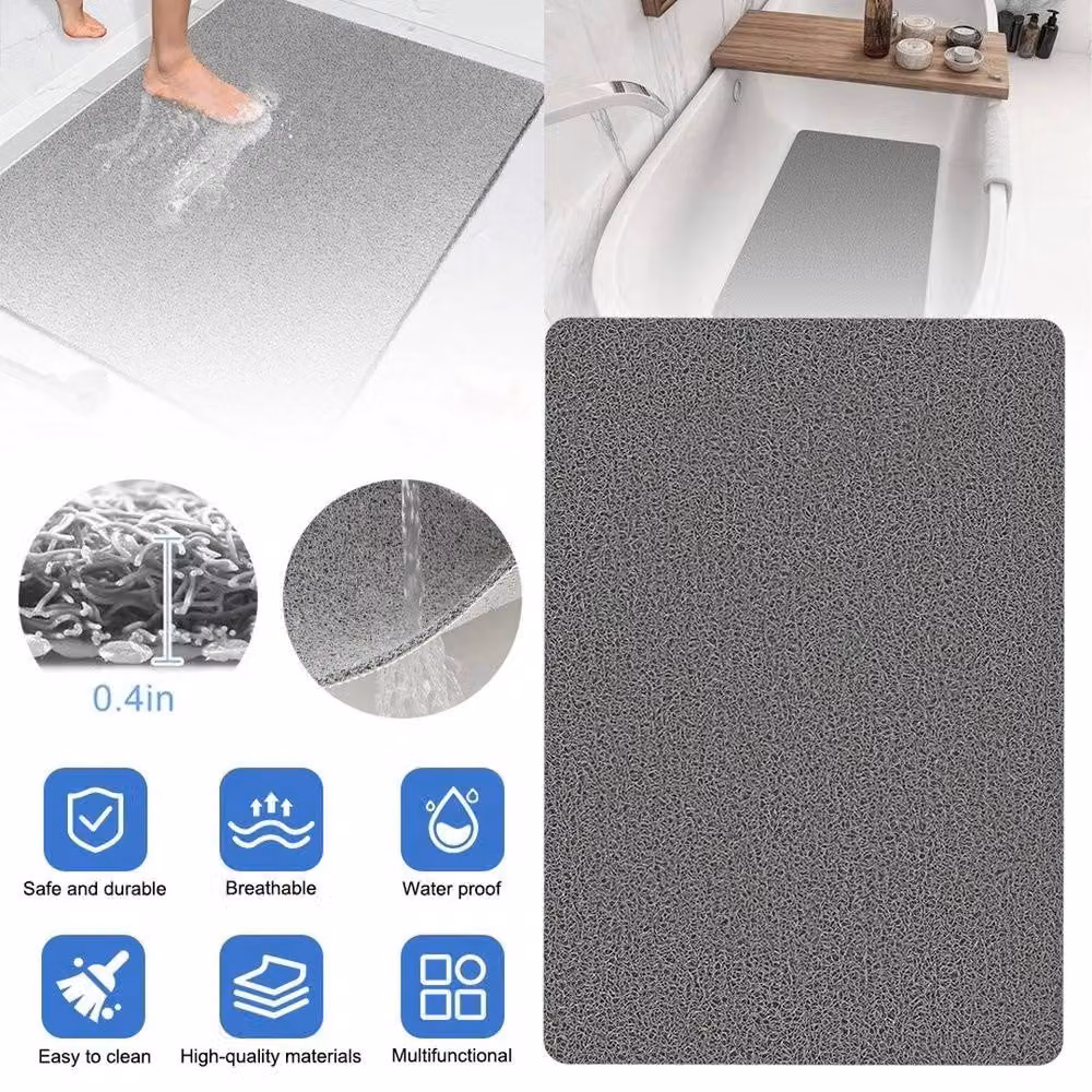 NESTLUNE Non-Slip Grey PVC Loofah Shower Mat, W: 180 cm x D: 180 cm – 2