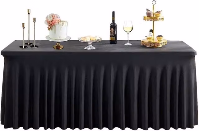 VOGREX Black Rectangular Polyester Tablecloth for Weddings and Parties – 1