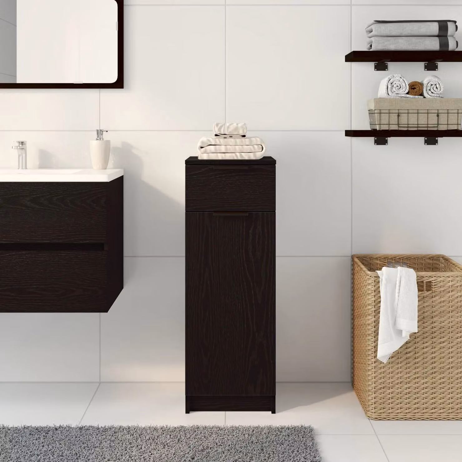 Berkfield Home Black Oak Bathroom Cabinet W/D/H: 32 x 34 x 90 cm – 3