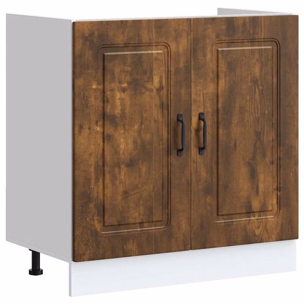 Berkfield Home Kalmar Sink Base Cabinet in Smoked Oak Brown, W/D/H: 80 x 46 x 81.5 cm – 2
