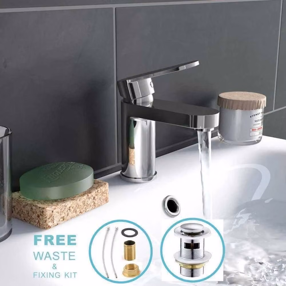 SPETLEK Modern Single Lever Basin Mixer Tap in Silver with Pop Up Waste – 2