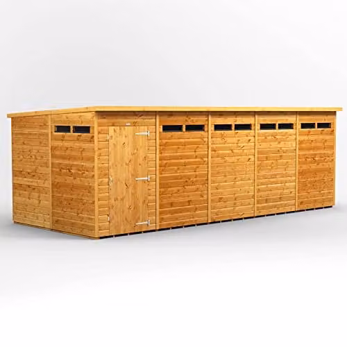 Powersheds Premium Pent Security Wooden Garden Shed in Brown with 12mm Extra Thick Timber and Toughened Glass, W: 260.4 cm, D: 240.4 cm, H: 190.5 cm – 1