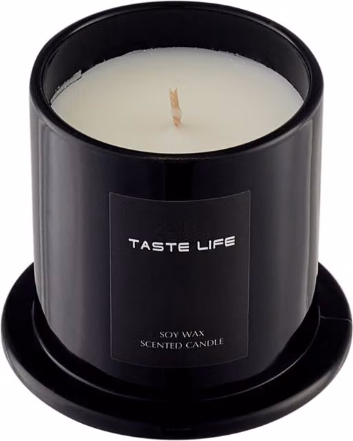 Komore Black Soy Wax Scented Tabletop Candle with Glass Cloche in Sky Cypress