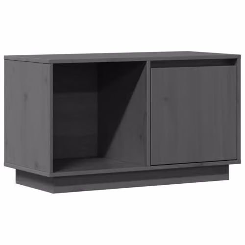 vidaXL Modern Grey Solid Pine Wood TV Cabinet W: 74 cm, D: 35 cm, H: 44 cm – 1